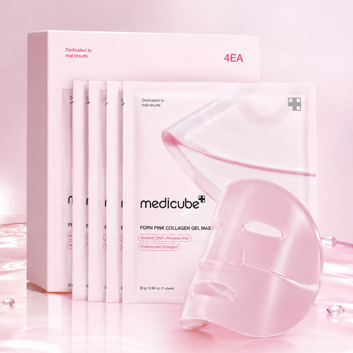 Medicube PDRN Pink Collagen Jelly Gel Mask – 4 Masques PDRN & Collagène