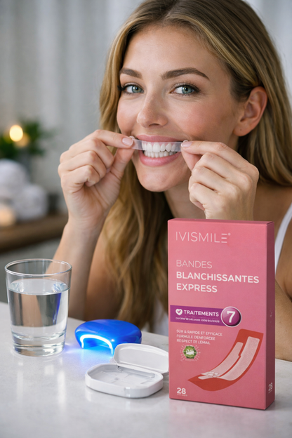 IVISMILE Express Teeth Whitening Strips – Blanchiment Dentaire Pro à Domicile